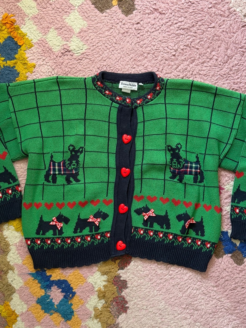 Bonnie Noble Scottish Terrier ("Scottie Dog") knit cardigan sweater